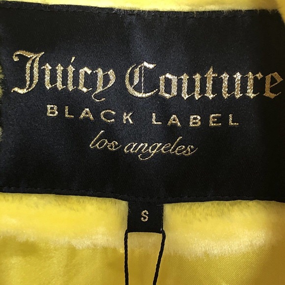 NWT Juicy Couture Black Label Womens Faux Fur Moto Jacket Size Small Yellow - Picture 11 of 12